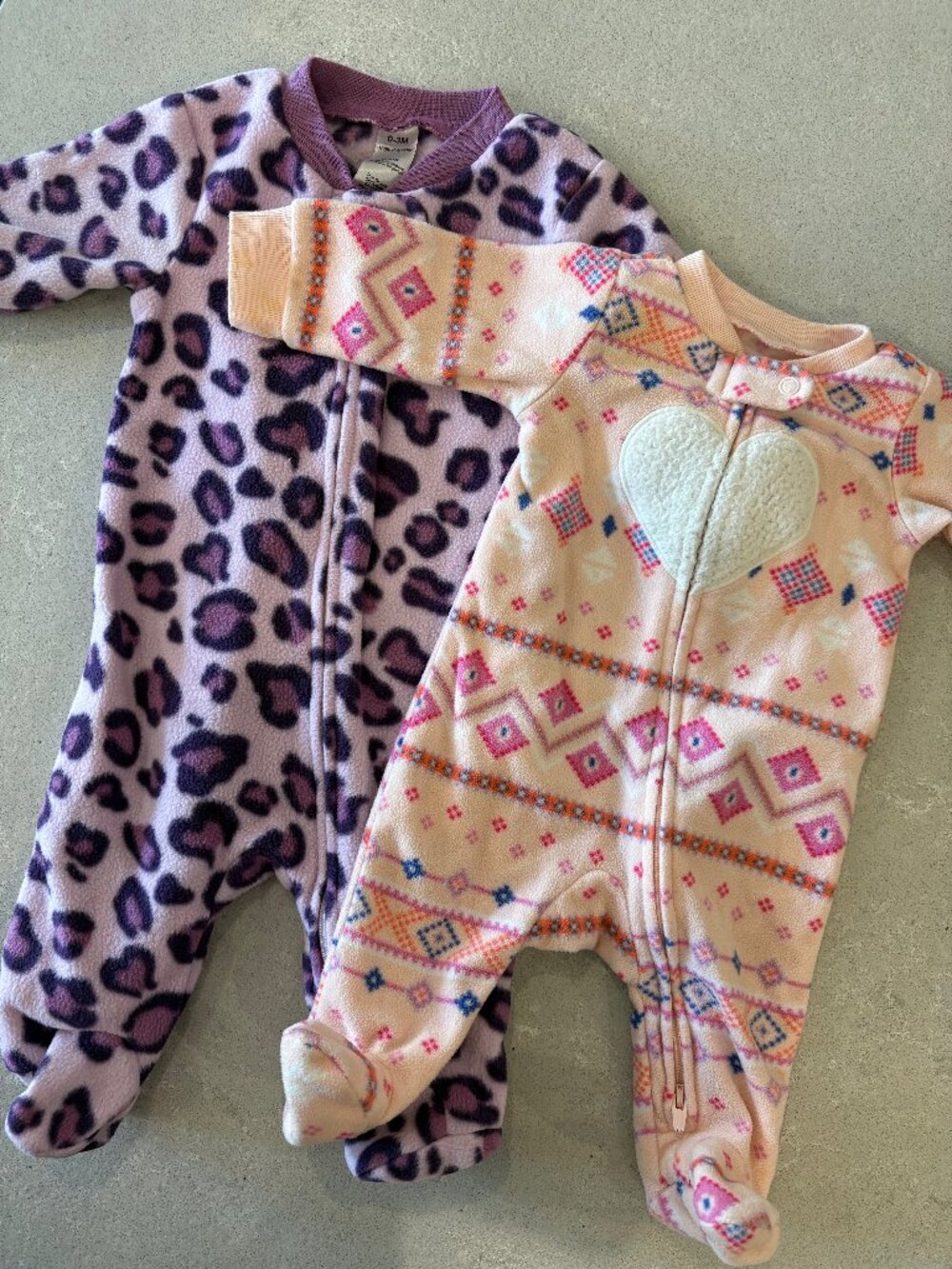 Baby Girl Fleece Footed Pajamas 2pc Bundle | Newborn & 0-3M